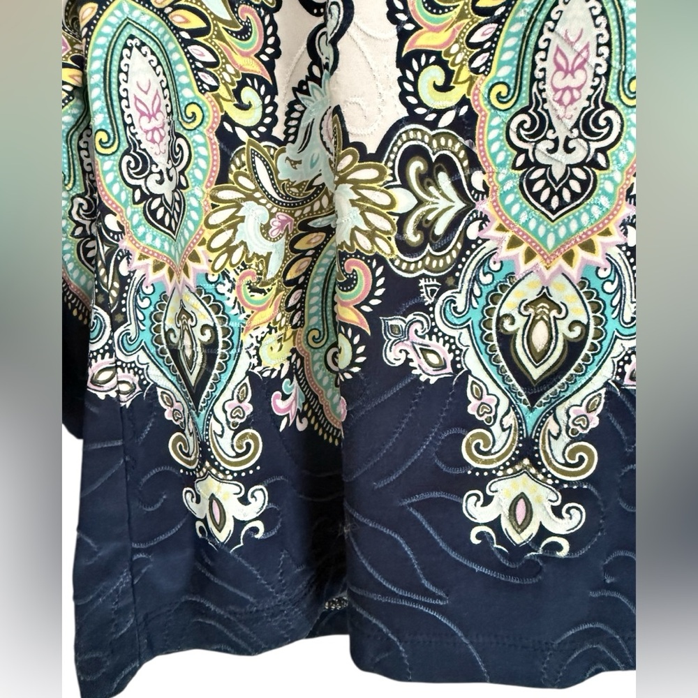 JM Collection Multicolor Paisley 
3/4 Sleeve Top size PS - Picture 2 of 5